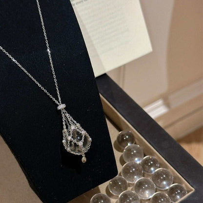 Celestial Crystal Cage Pendant Necklace