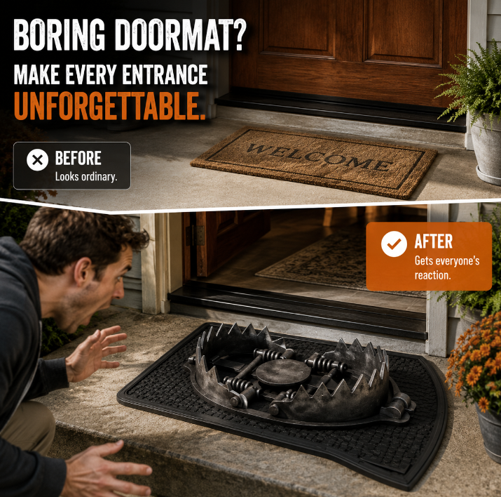 🔥 Limited Time Deal – 3D Bear Trap Reaction Doormat | Realistic Funny Prank Door Mat That Makes Everyone Look Twice( 2D printing)