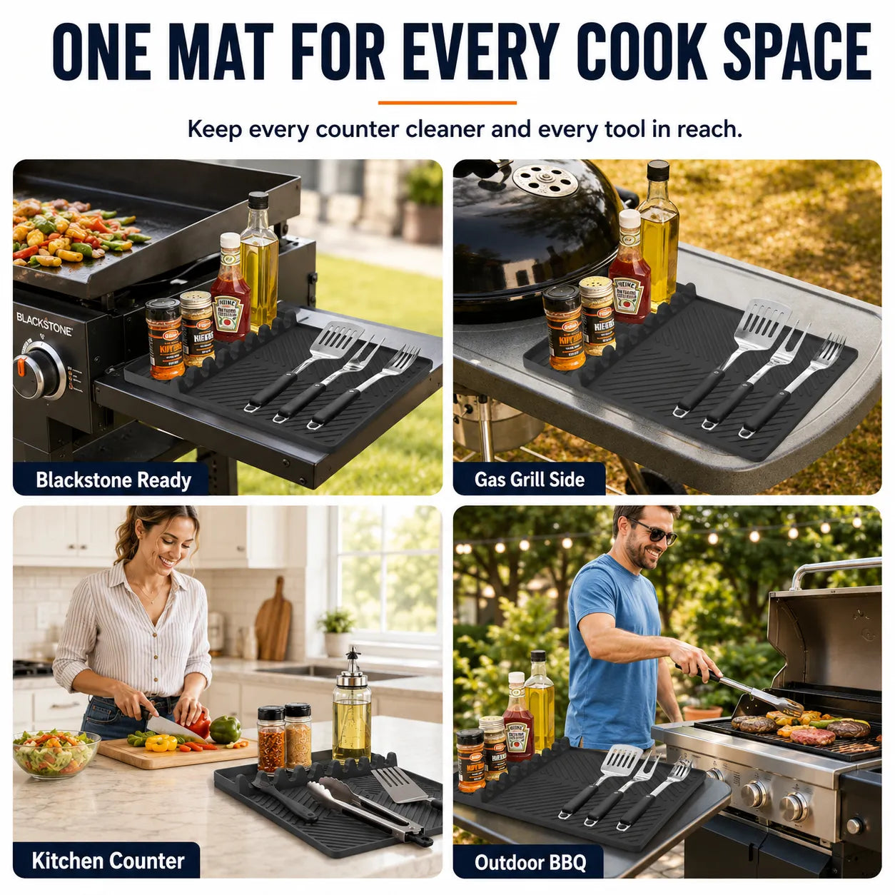 16.5x11" Silicone Mat – Heat Resistant, Dishwasher Safe, Non-Slip for Grill & Counter🔥Buy 2 Get 10% Off
