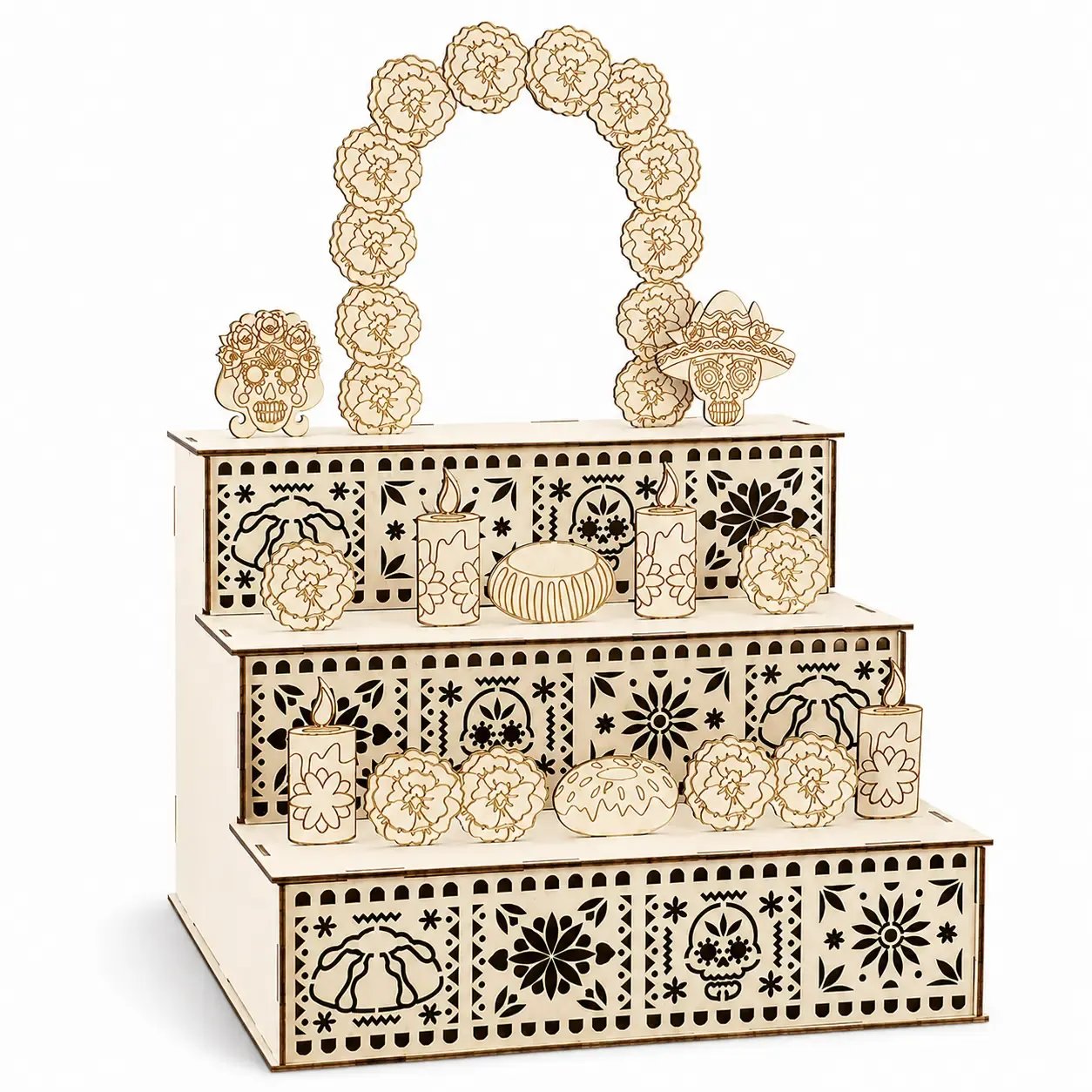 ✨Mexican Day of the Dead Wooden Altar Display Set 🎃