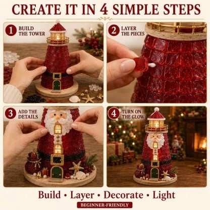 🔥 LAST DAY 49% OFF –🎄 DIY Lighted Christmas Sea Glass-Style Lighthouse Kit ✨