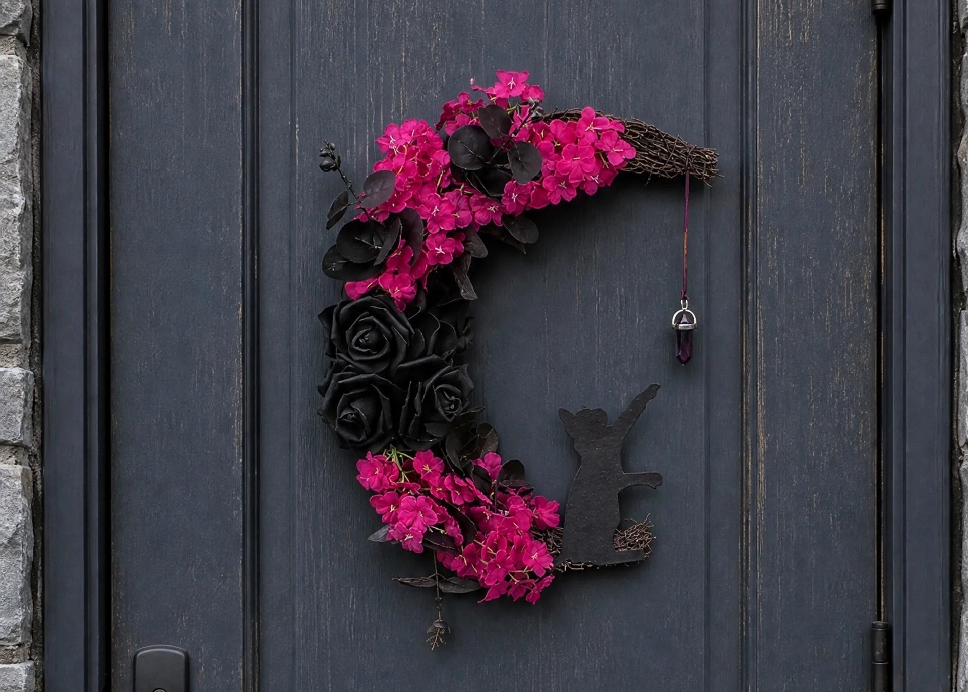 🐈‍⬛🌙Handmade Halloween Cat Wreath(📦Buy 2 Free Shipping)