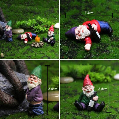 😂 Drunk Dwarf Campfire Crew (4PCS) | Whimsical Mini Resin Decor
