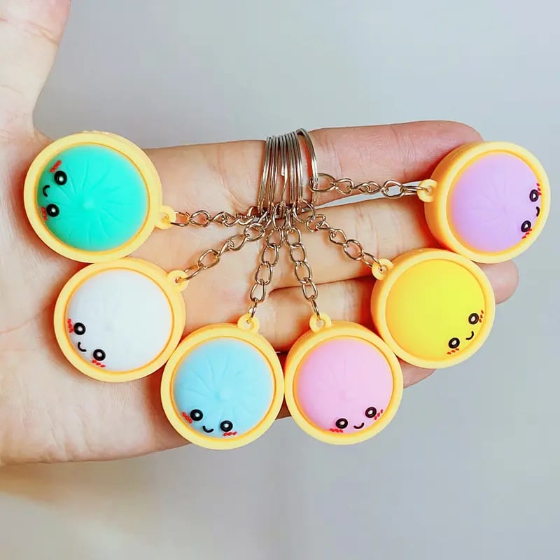 Buy 1 get 1 free!🥟Cute Dumpling Pressable Fidget Keychain-touch sensing light