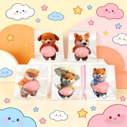 🐶6 Designs Squishy Belly Dog Stickers - Cute Fidget Toy Decals for Stress Relief & Anti-Collision