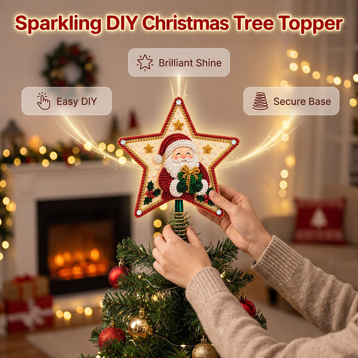 🏆Hot Sale⚡DIY Five-Pointed Star Diamond Painting Christmas Tree Topper