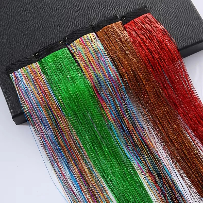 Sparkling Fairy Hair Tinsel Extensions 🌈 Heat-Resistant Glitter Strands for Women ✨