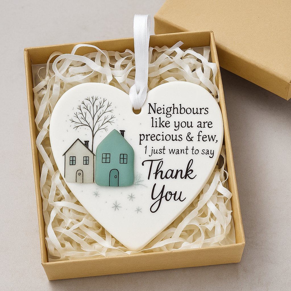 🏠💝"Thank You Neighbours" Heart - Shaped Ornament🌟