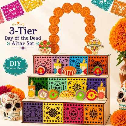 ✨Mexican Day of the Dead Wooden Altar Display Set 🎃