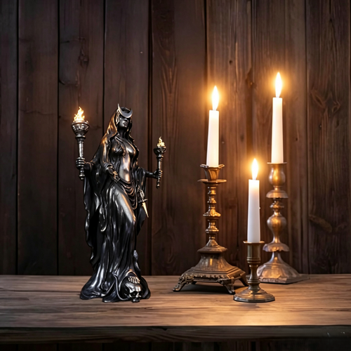 🌙🖤Hecate Niktipolos Resin Statue – Gothic Goddess Figurine for Altar, Bookshelf & Mythology Decor