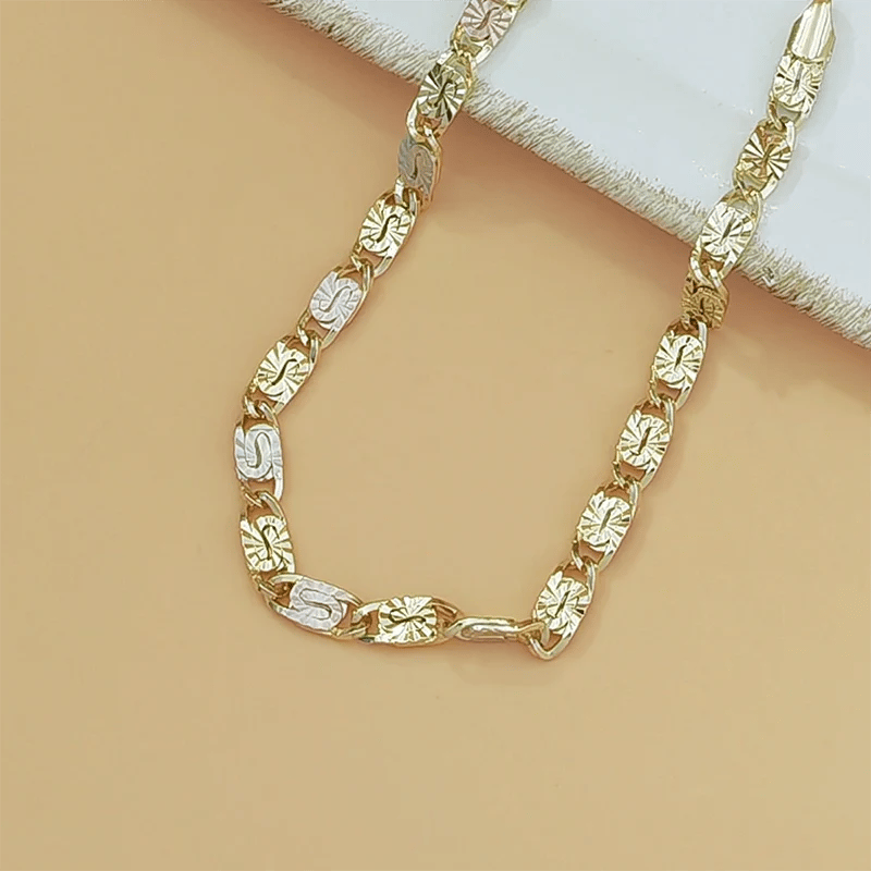 💎 Unisex Tri-Color Link Bracelet – Gold/Rose/Silver, Faceted Cut, Lobster Clasp 🖤