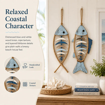 🎉🎉🐟✨ Lighted Coastal Rope Fish Wall Hanging