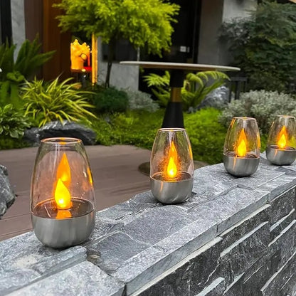 🥳6Pack Solar Power Tea Lights Outdoor Flameless Flicker