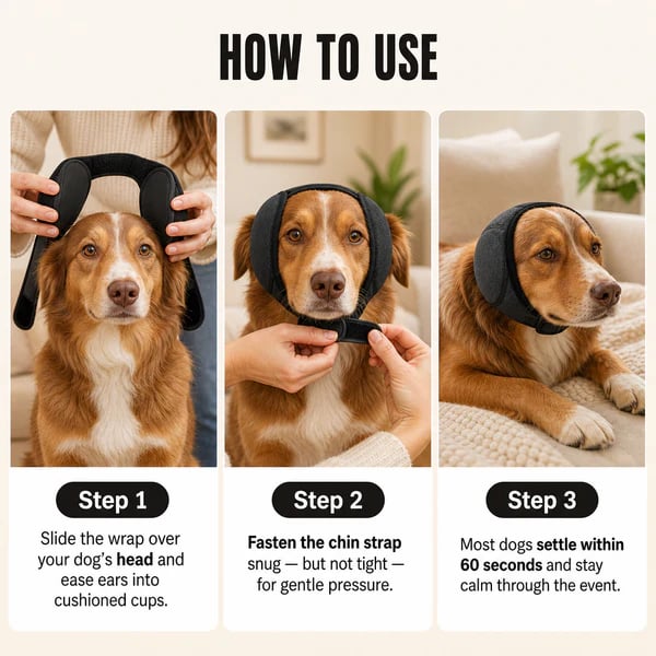 🔥⏰Buy 1 Get 1 Free⏳🔥Sound-Dampening Dog Ear Wrap for Fireworks & Storm Anxiety 🐶