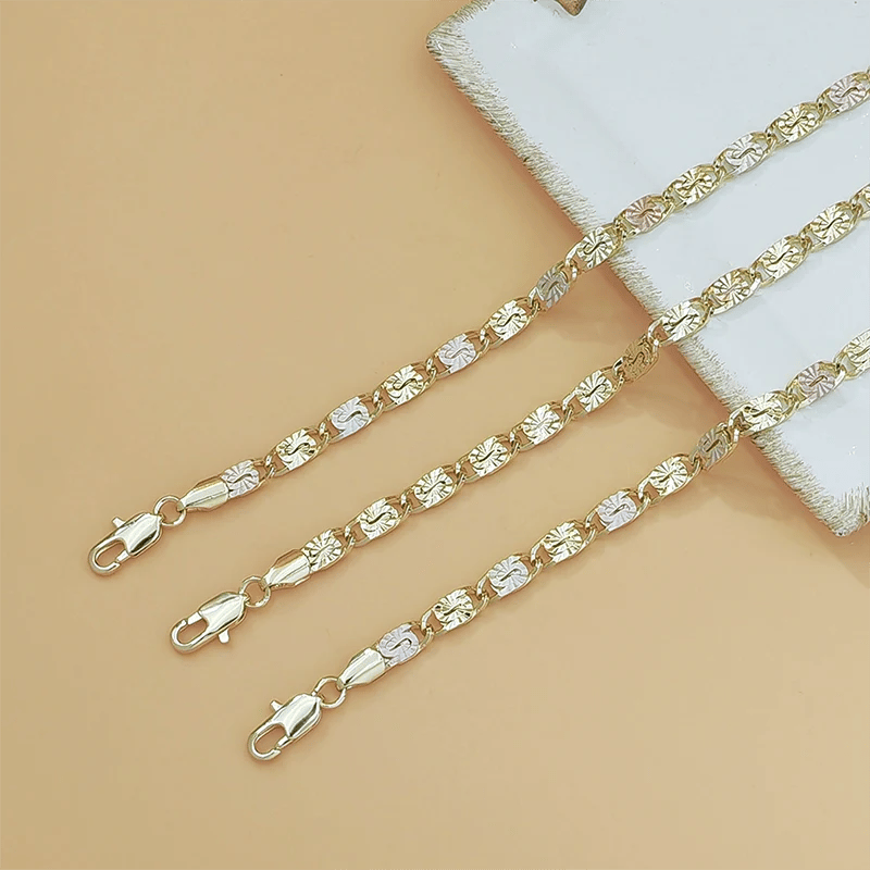 💎 Unisex Tri-Color Link Bracelet – Gold/Rose/Silver, Faceted Cut, Lobster Clasp 🖤