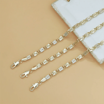 💎 Unisex Tri-Color Link Bracelet – Gold/Rose/Silver, Faceted Cut, Lobster Clasp 🖤