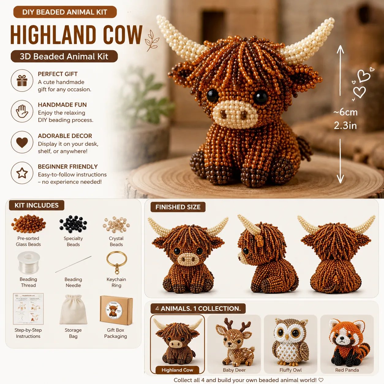 🔥🧵✨ Tiny 3D Beaded Animal DIY Kit(Unfinished Product)