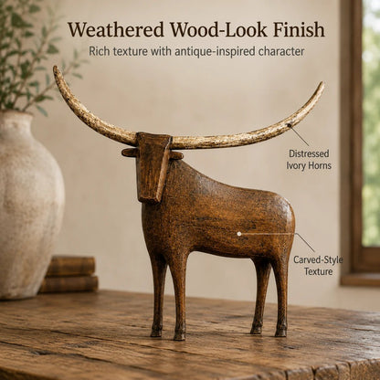 Vintage Longhorn Bull Sculpture