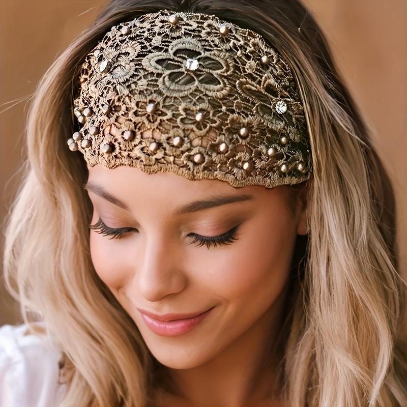 🎁💥Elegant Floral Beaded Wide Headbands for Women