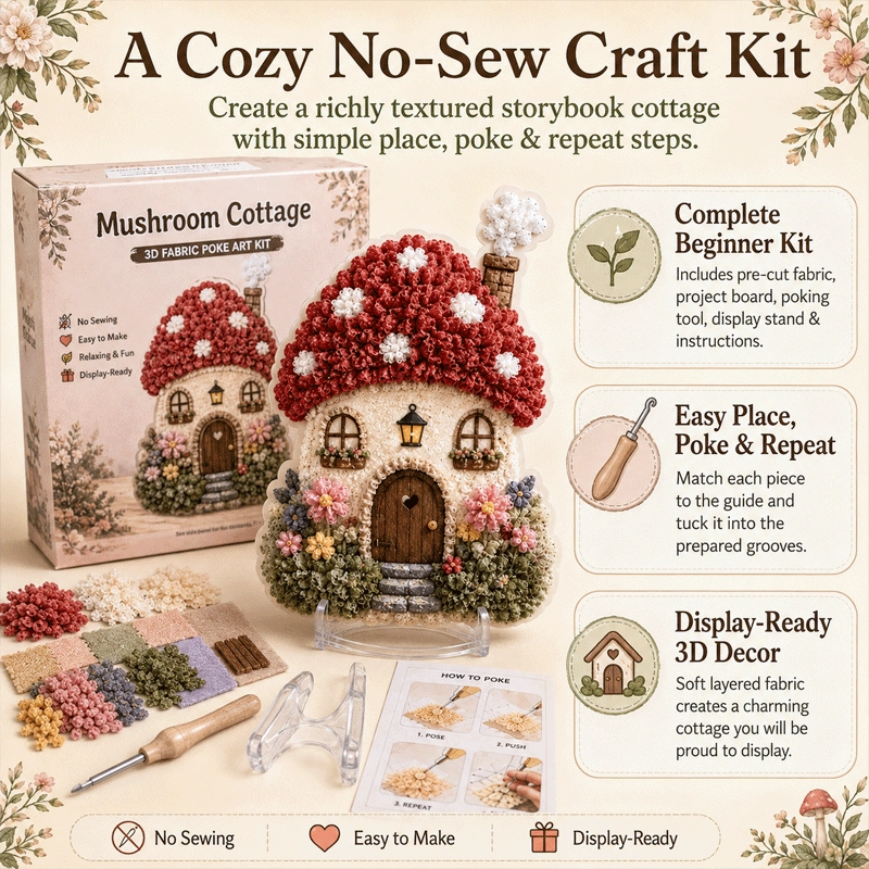 🏡 Whimsical Village 3D Fabric Poke Art Kit