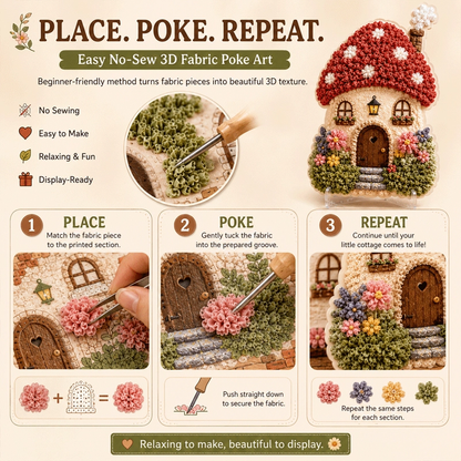 🏡 Whimsical Village 3D Fabric Poke Art Kit