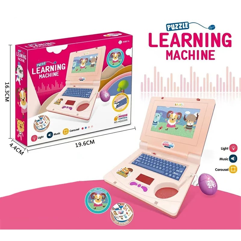 🔥Hot Sale 49% OFF🔥 Interactive Simulation Toy Laptop – Pretend Play Computer with A-Z Keyboard & 1-10 Number Keys, 55+ Songs Lights Sounds, 5 Learning Modes (ABC/Numbers/Music/Games/Messages), Foldable with Handle