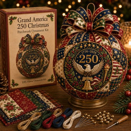 🇺🇸❤️Beginner-Friendly🎄 USA Christmas Patchwork Ornament DIY Kit