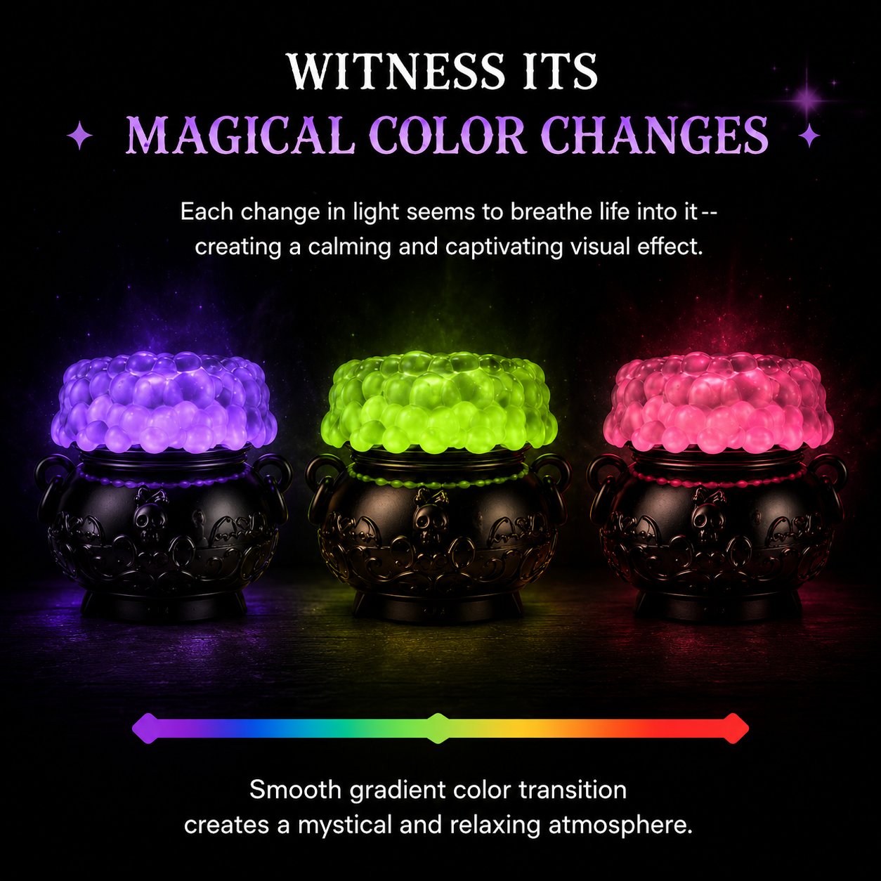 🔥Last Day 49% OFF - 👻✨Light-up Color-changing Cauldron Waterglobe 3-Wick Candle Holder