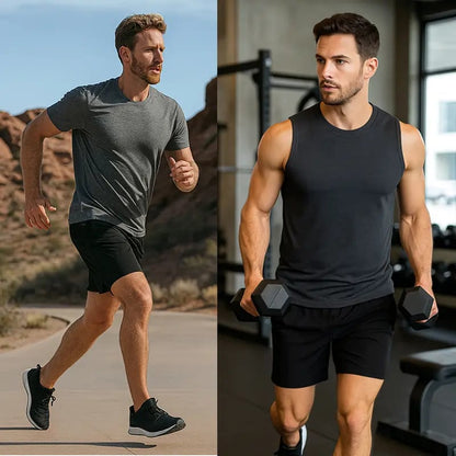 Men's 2 in 1 Stretch Active Quick Dry Gym Running Shorts With Liner