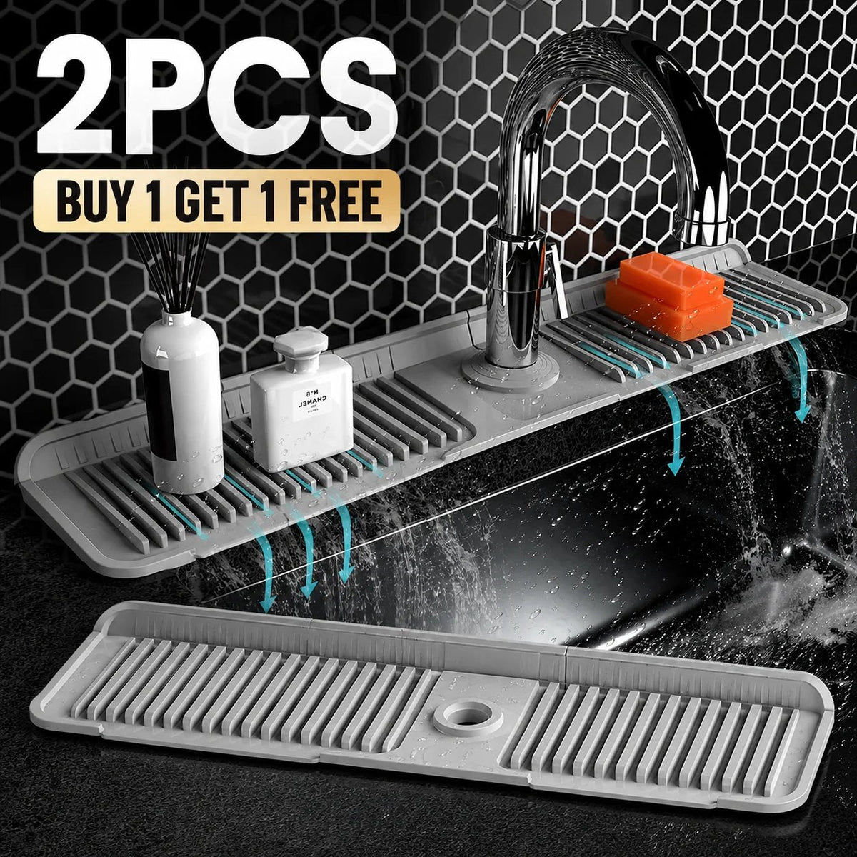 🔥😍BUY 1 GET 1 FREE💧 Silicone Sink Faucet Draining Mat