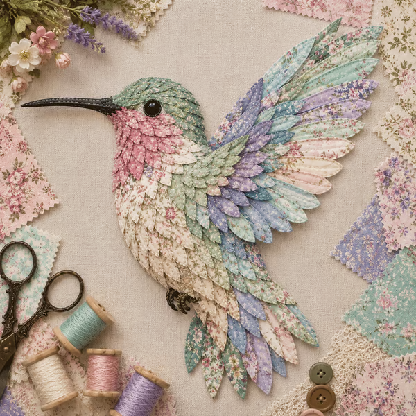 🧵 Beginner Friendly ✨ 3D Patchwork Bird DIY Craft Kit – Create a Layered Fabric Bird Worth Displaying