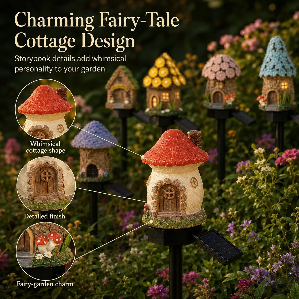 ✨️Solar Fairy-Tale Mushroom Cottage Garden Light