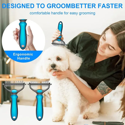 🐾 Double-Sided Deshedding Pet Brush – Dual-Sided, Ergonomic & Gentle for Dogs & Cats 🐶