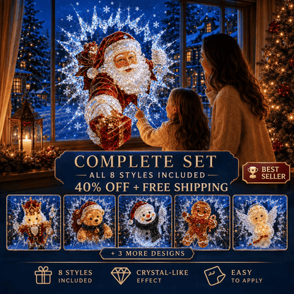 🔥HOT SALE 49% OFF✨🎄Crystal Christmas Break-In Window Decal — 3D Shattered-Glass Holiday Window Decoration
