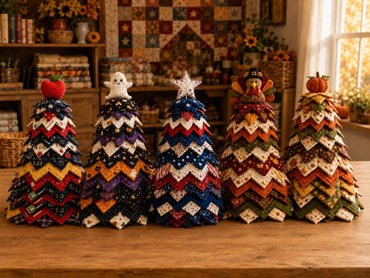 🔥LAST DAY 49% OFF - 🎄Americana Christmas Tree Quilt Kit – Easy Layered Fabric Holiday Décor for Quilting Lovers