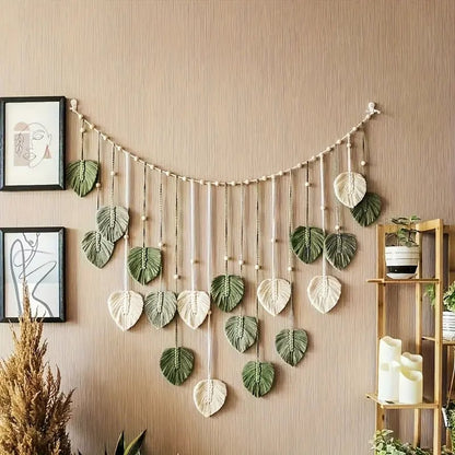 🌿Bohemian macrame leaf wall hanging🌱