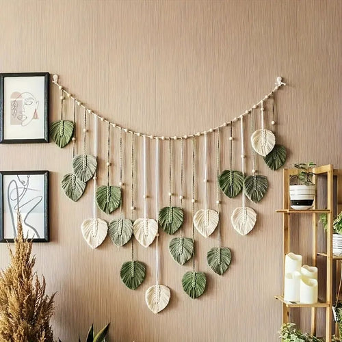 🌿Bohemian macrame leaf wall hanging🌱