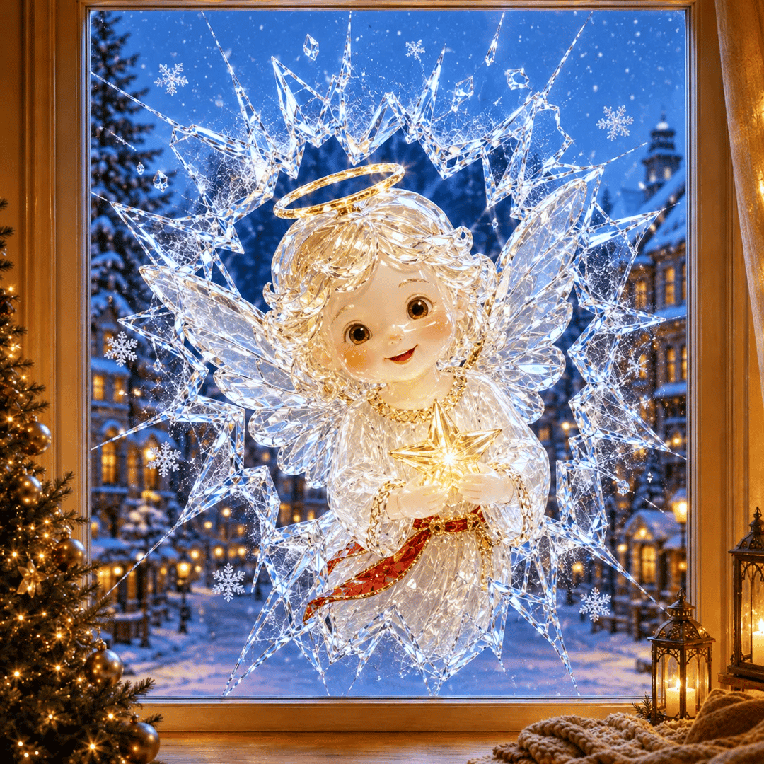 🔥HOT SALE 49% OFF✨🎄Crystal Christmas Break-In Window Decal — 3D Shattered-Glass Holiday Window Decoration
