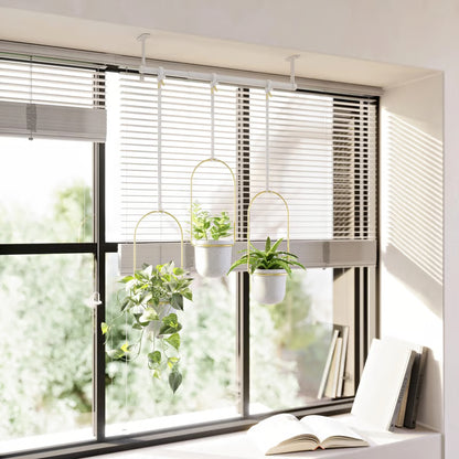 🌱 BESTSELLER |🌿Adjustable Hanging Window Planter Set – Metal Rod Plant Hanger with 3 Pots for Indoor & Outdoor Green Display