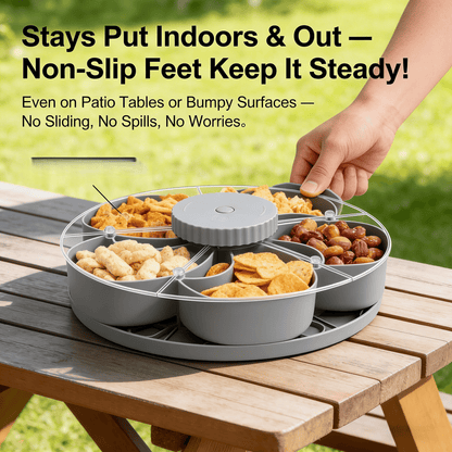 ✅ Rotating 5-Compartment Snack Tray👉Divided Spin & Snack Serving Tray