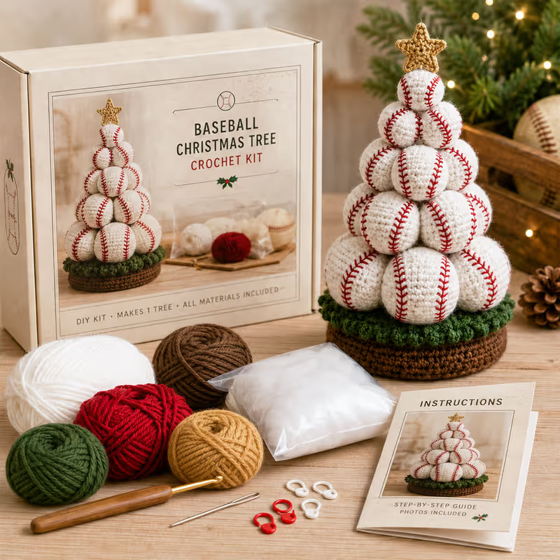 🔥LAST DAY 50% OFF - 🎄Sports Ball Christmas Tree Crochet Kit
