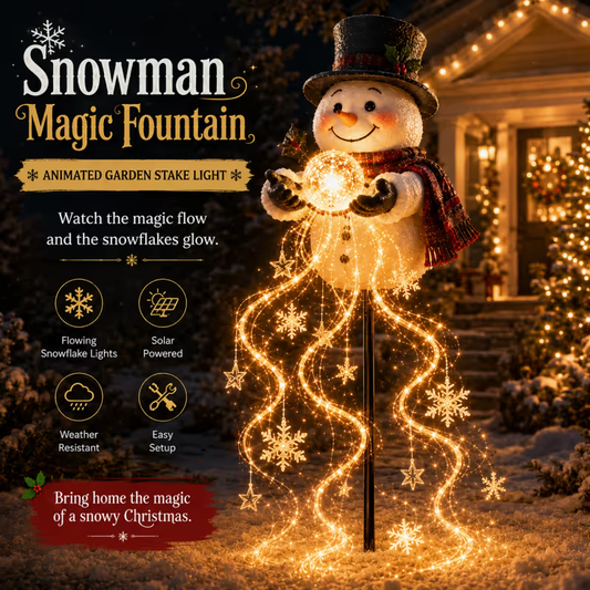 🎄 Last Day 49% OFF + FREE SHIPPING ⛄ Snowman Magic Fountain – Flowing Snowflake LED Christmas Garden Light ❄️