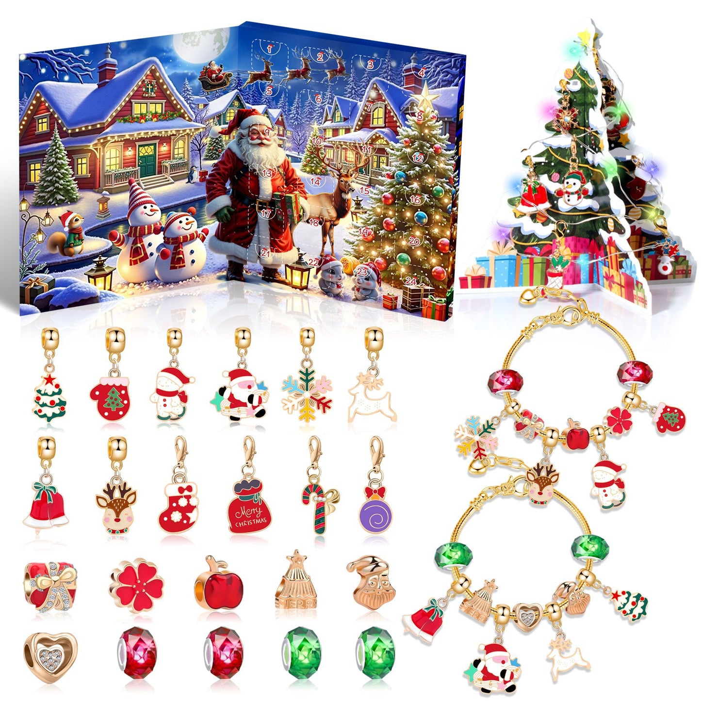 DIY 24 Days Christmas Countdown Calendar Bracelets Set