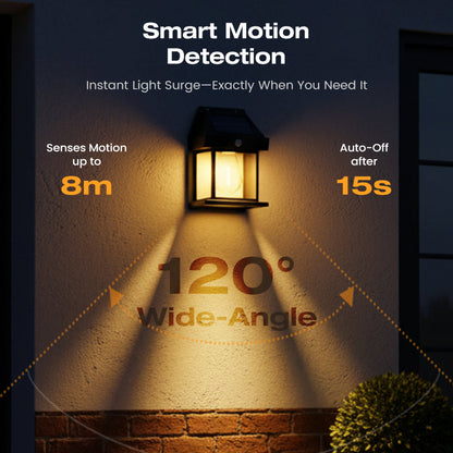 🎉50% OFF🎉SOLAR WALL LIGHT💡-Motion Sensor & Weatherproof, Automatic Dusk to Dawn Operation, Easy Installation for Garden and Pathway🌟