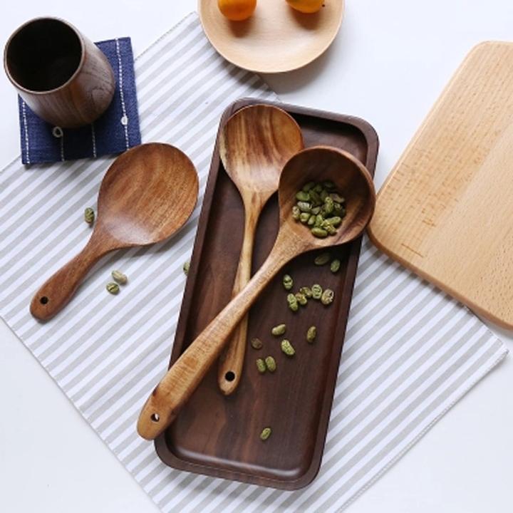 🌿 100% Pure Teak Wooden Kitchen Utensils – No Harsh Chemicals, Gentle on All Cookware🍴