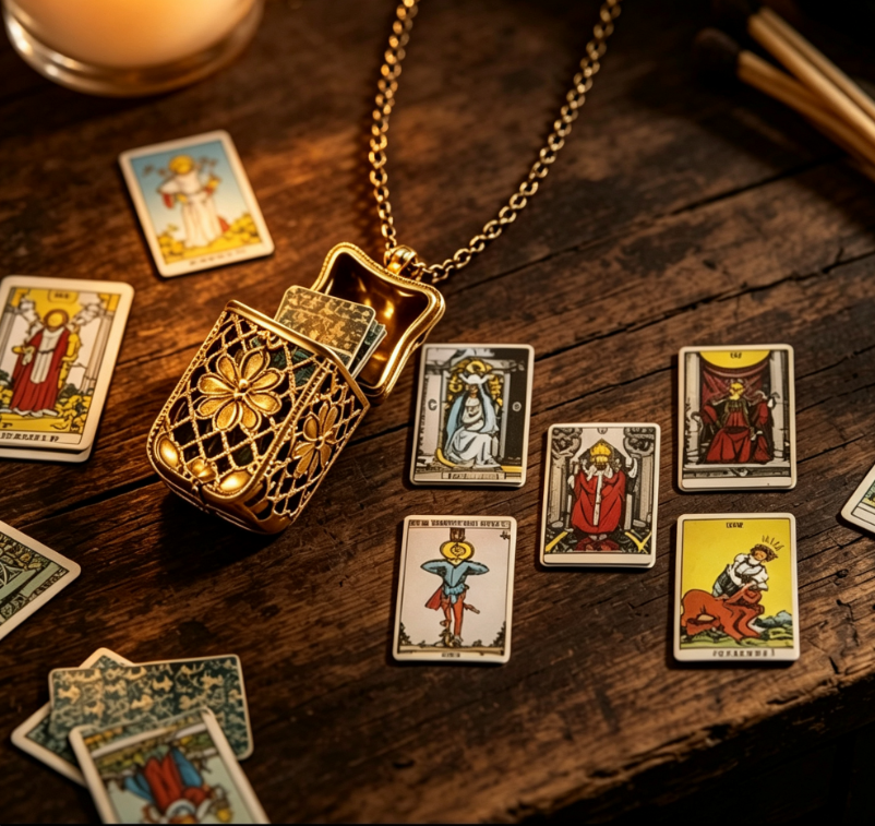 Vintage Tarot Locket Pendant Necklace🥳