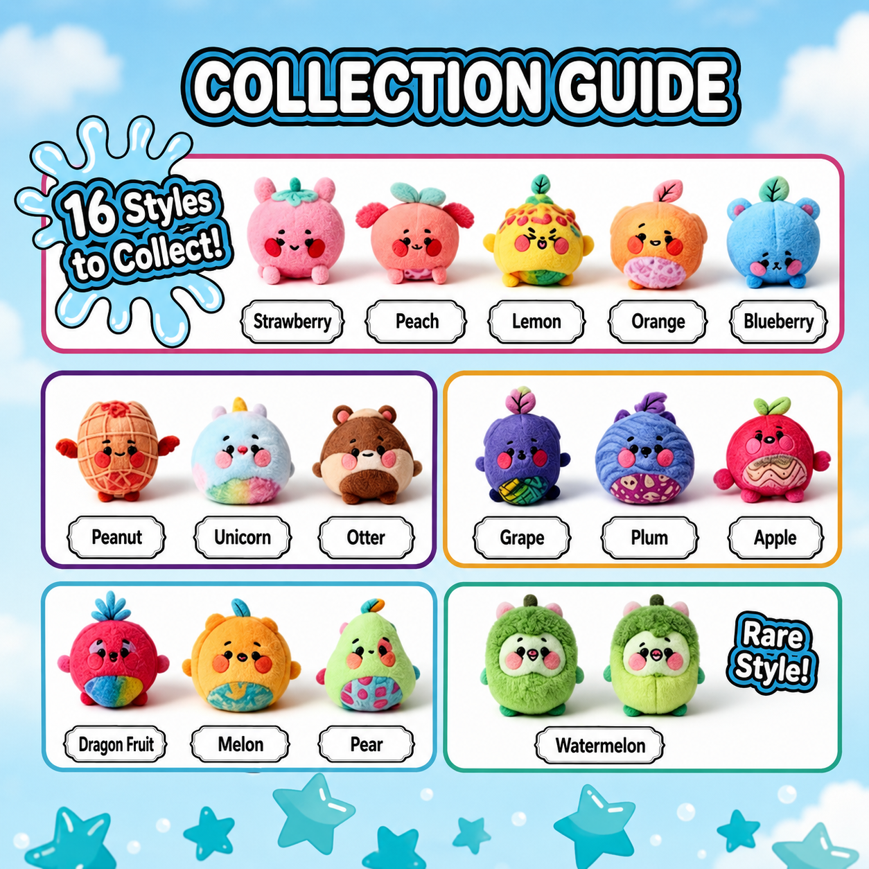 ✨ Magic Jellykins Water Reveal Squishy Plush Toy - 16 Styles to Collect