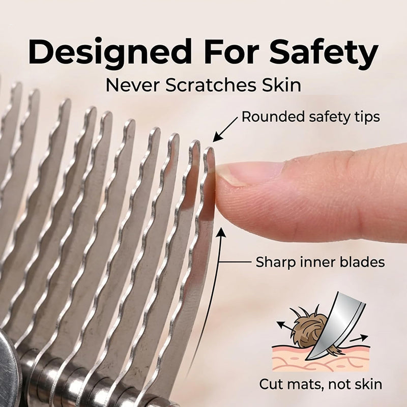 🐶 Wooden Handle Dog Cat Grooming Comb Pet Hair Detangler Shedding Brush for Matted Fur