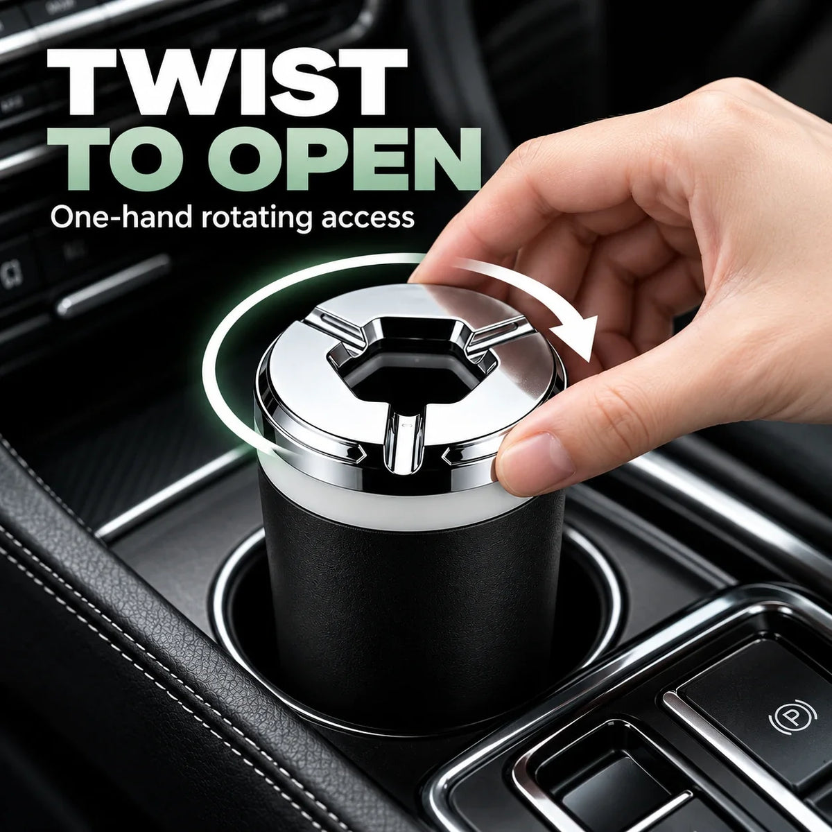 Vehicle-Mounted Rotating Sealed Lid Car Ashtray