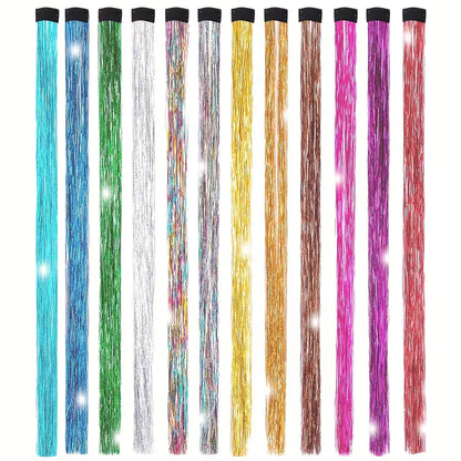 Sparkling Fairy Hair Tinsel Extensions 🌈 Heat-Resistant Glitter Strands for Women ✨